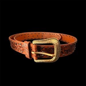 NWT Patricia Nash Brown Embossed Leather Belt Size L